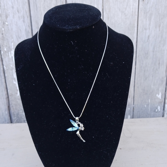 Tinkerbell Necklace Made With Swarovski Crystal Fairy Chain Pendant Blue - Picture 3 of 7